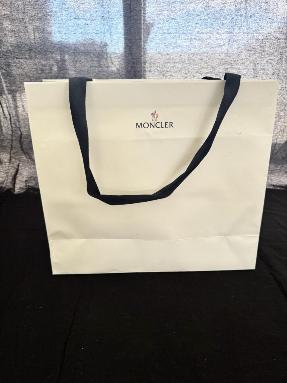 Used Moncler Authentic White Shopping Paper Bag Gift Tote Large 19”X16.5”X6”